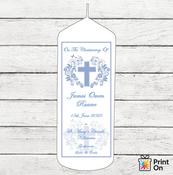Christening Candle - Feathered Cross - Gold