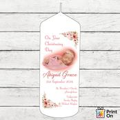 Christening Candle - Pink floral corners