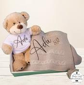 Pom Blanket &amp; Buddy Set - Beige/Brown