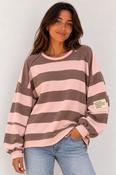 Stripe Sweatshirt - Pink/Beige