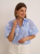 Leaf Print Blouse - Blue