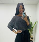 Shimmer Back Bow Top - Black image
