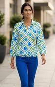 Collar Top - Lime/Blue