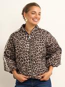 Animal Print Puffer Jacket - Beige