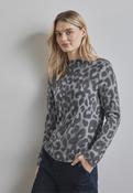 STREET ONE Leo Print Turtle Sweater - Grey image