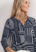Printed jersey top w.split - darkest blue                   325621