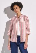 Linen striped shirtcollar blouse
