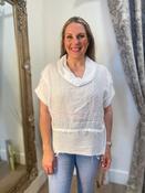 Linen Cowel Top - White
