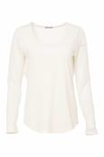 Jersey round neck top with mesh sleeve  Cream  NAS25106 image