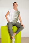 Spray print top with pocket detail White/Olive NAS25244