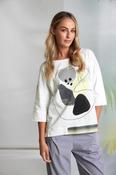 Placement print top with contrast hempanel at front  White/lemon NAS26124