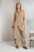 Pull up trouser with zip detail at cuff hem Tan NAS26222