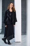 Wrap Jacket with Leatherette Collar-Black