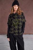 Houndstooth Knit High neck top-Moss