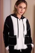 Two Tone Jacket With Coverseam Stitch Detail Black/Winter White NAW26168