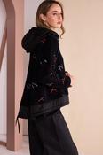 Print Jaquard Top With Contrast Hood And Hemline -  Black/Tigerlily NAW26231