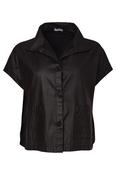 Bashed Leatherette Look Button Through Jacket Black  NAW26237