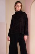 Flocked Placement Print High Neck Knit Top -  Black/Choko NAW26238 image
