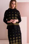 Spot Border Print High Neck Top Black/Avocado NAW26265