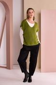 Vee Neck Soft Knit With Extended Shoulder  Avocado NAW26284