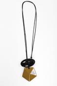 Shaped Stone Necklace With Circle And Bar Trim - Black/Avacado NAW26334 image