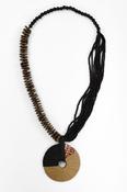 Two Tone Necklace With Bead And Loop String  - Black/Avacado NAW26335 image