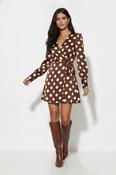 Spot Wrap Dress - Brown