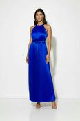 Halter Neck Satin Dress - Royal image