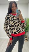 Red Trim Leopard Sweater image