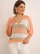 Lurex Stripe Top - Coral
