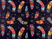 Printed Cotton Poplin - Navy Feathers (110 gsm)