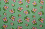 Printed Cotton Poplin - Retro Green Flowers (110 gsm)