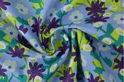 Printed Cotton Poplin - Blue Flower Power (110 gsm)