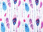 Printed Cotton Poplin - White Feathers (110 gsm)