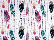Printed Cotton Poplin - Turquoise Feathers (110 gsm)