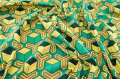 Japanese Printed Cotton Green Kikko (120gsm)