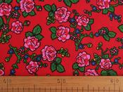 Printed Cotton Poplin - Red Folk Roses (120 gsm)