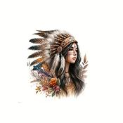 Native American Woman Heat Iron-On Stickers