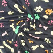 Printed Polar Fleece Bones and Paws Black