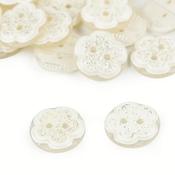 Button - Flower With Glitter Creamy Light Size 20