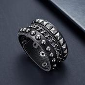 PU Leather Punk Bracelet Black