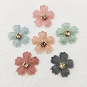 10 Pcs - Flower Appliques With Rhinestone - Small 2.3cm