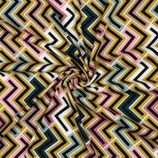 Viscose Rosella Stretch Fabric - Geometric Mustard