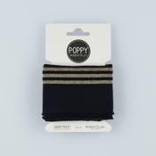 Cuffs Lurex 7cm Navy Gold – Premium Rib Knit with Metallic Shine