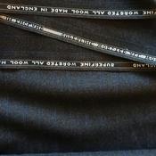 English Superfine Worsted Wool Suiting – Black Cloth with Red Stripes