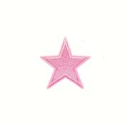 4Pcs Shyne Pink Embroidered Star Iron‑On Patch Appliqué — 6cm