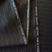 English Superfine Worsted Wool Suiting – Charcoal Cloth with White Pinstripes