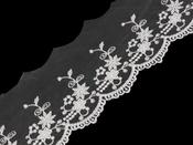 Embroidered Monofilament Lace White 70 mm