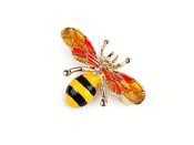 Metal Charm Brooch Honeybee Yellow