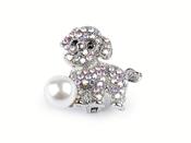 Metal Charm Brooch Rhinestones Dog